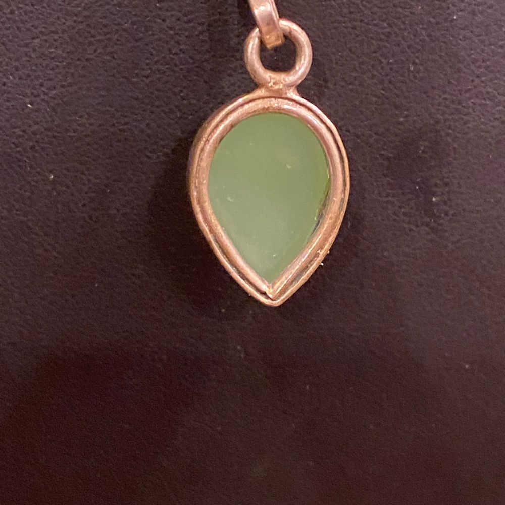 Elegant Green Chrysoprase Teardrop Necklace in Silver Tone Artisan Necklace - Picture 9 of 11